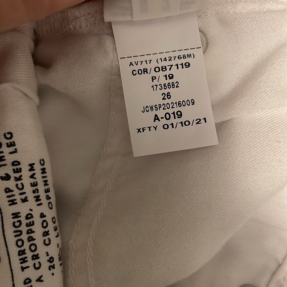 J Crew Button Fly High-rise Women’s Size 26 10” White Billie Demi Boot Crop Jean - Picture 8 of 12